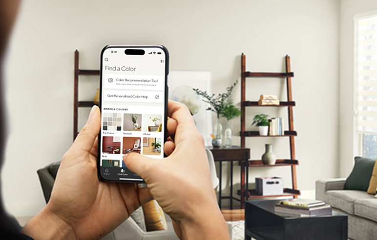 Person using the Color Expert App.