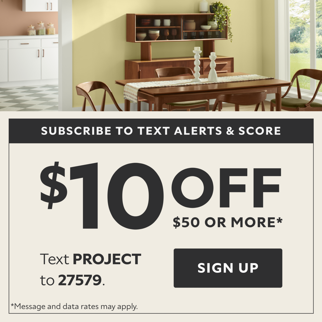 Subscribe to Text Alerts & Score. $10 OFF $50 or More. Text PROJECT to 27579. Sign Up. *Message and data rates may apply.