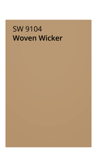 Woven Wicker (SW 9104) color swatch. A light brown color with yellow undertones.