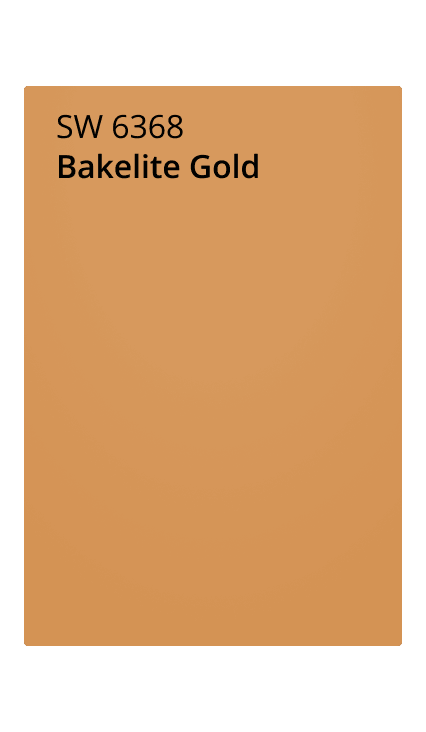 Bakelite Gold (SW 6368) color swatch. A gold color with orange overtones.