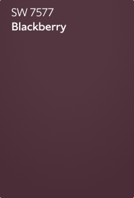 A color chip of SW 7577 Blackberry.