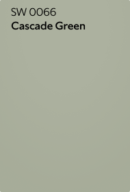 A color chip of SW 0066 Cascade Green. 