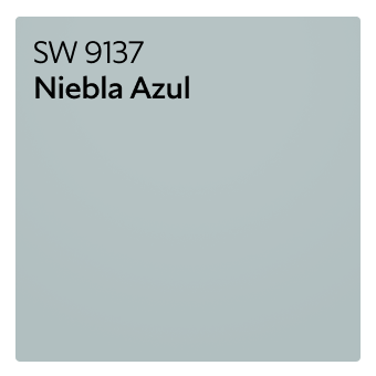 A color chip of  SW 9137 Niebla Azul.