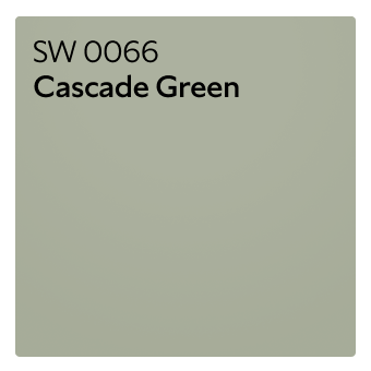 A color chip of SW 0066 Cascade Green. 