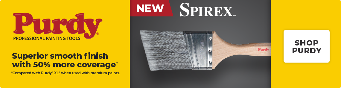 Purdy® Professional Painting Tools. New Sprirex™. Superior Smooth Finish with 50% More Coverage. Shop Purdy. *Compared with Purdy® XL® when used with premium paints.