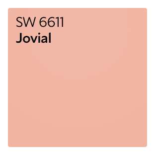 A Sherwin-Williams Color Chip for Jovial SW 6611.