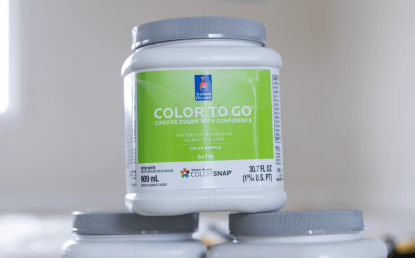 A container of Sherwin-Williams Color To Go sample paint.