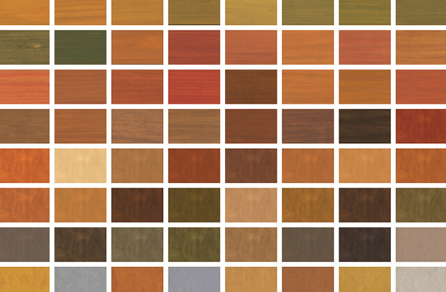 Minwax stain color samples in a grid. 