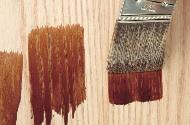 Minwax Wood Stain samples painted on bare wood with a paint brush. 