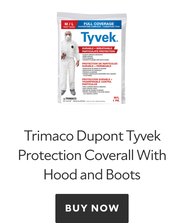 Trimaco Dupont Tyvek Protection Coverall with hood and boots. Buy now.