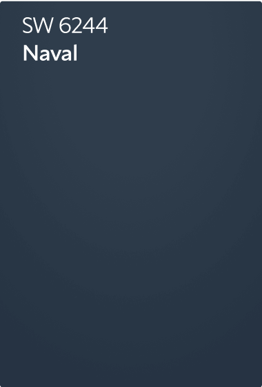 A Sherwin-Williams Color Chip for Naval SW 6244.