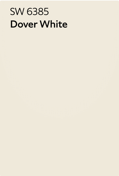 A Sherwin-Williams Color Chip for Dover White SW 6385.