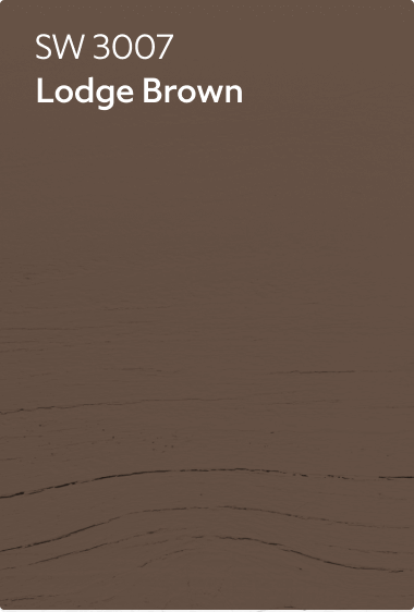 A stain color chip for Lodge Brown SW 3007.