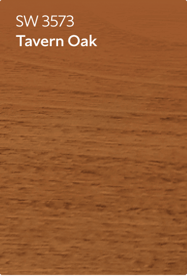 A stain color chip for Tavern Oak SW 3573.
