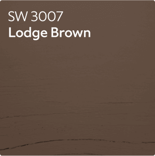 A stain color chip for Lodge Brown SW 3007.