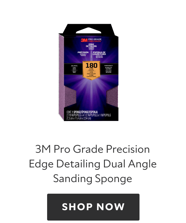 3M Pro Grade Precision Edge Detailing Dual Angle Sanding Sponge, shop now.