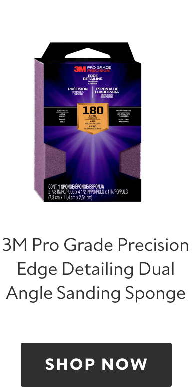 3M Pro Grade Precision Edge Detailing Dual Angle Sanding Sponge, shop now.
