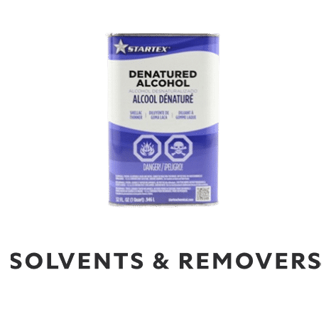 Startex denatured alcohol to represent solvents and removers.