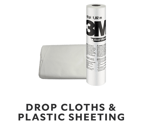 Drop cloths and plastic sheeting. 3M plastic sheeting and a white drop cloth.