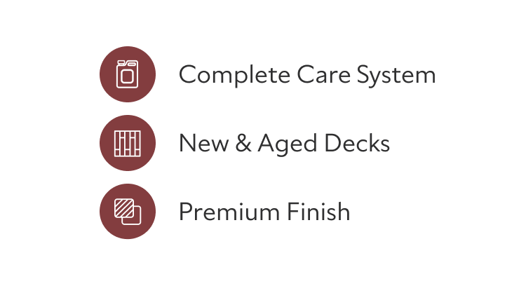 Complete care system, new and aged decks, premium finish.