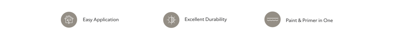 Duration key features including easy application, excellent durability and paint and primer in one.