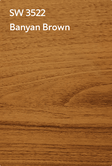 A stain chip for SW 3522 Banyan Brown.