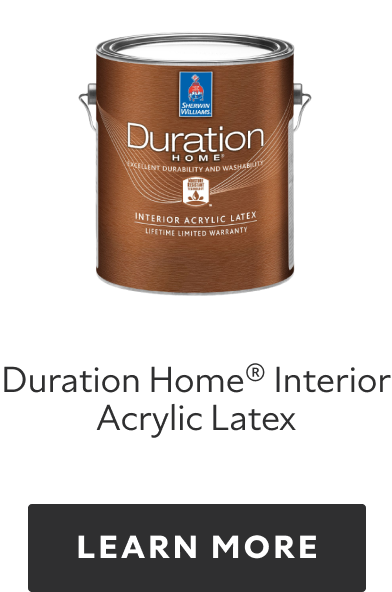 Can of Sherwin-Williams Duration Home Interior Acrylic Latex, learn more.