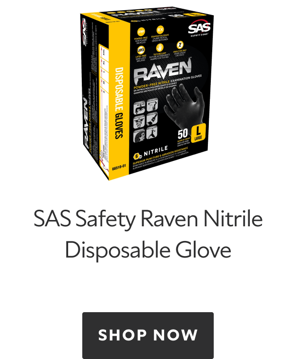 SAS Safety Raven Nitrile Disposable Glove. Shop Now.