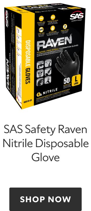 SAS Safety Raven Nitrile Disposable Gloves. Shop Now.