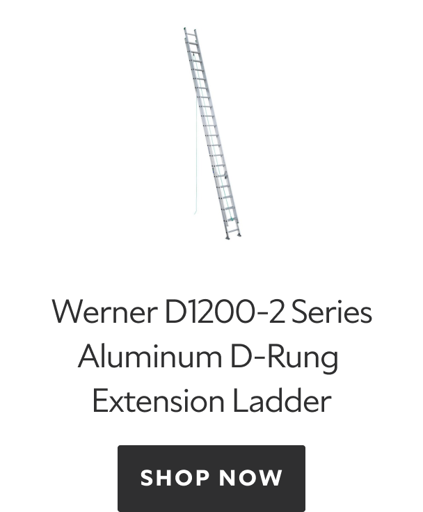 Werner D1200-2 Series Aluminum D-Rung Extension Ladder, shop now.