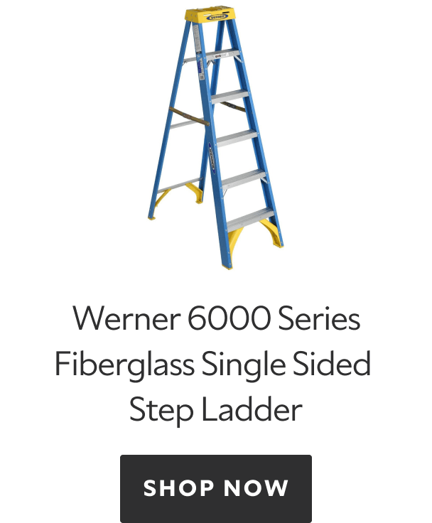 Werner 6000 Series Fiberglass Single Sided Step Ladder, shop now.