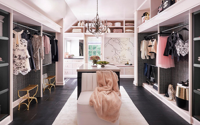 Walk In Closet System With Makeup Vanity