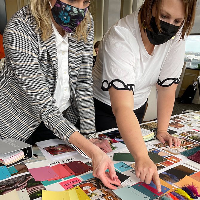 Forecasters Emily Kantz and Ashley Banbury work together to identify key trends in color, design, and beyond.