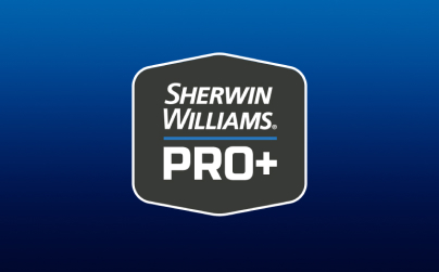 Sherwin-Williams Pro Plus logo on a gradient blue background.