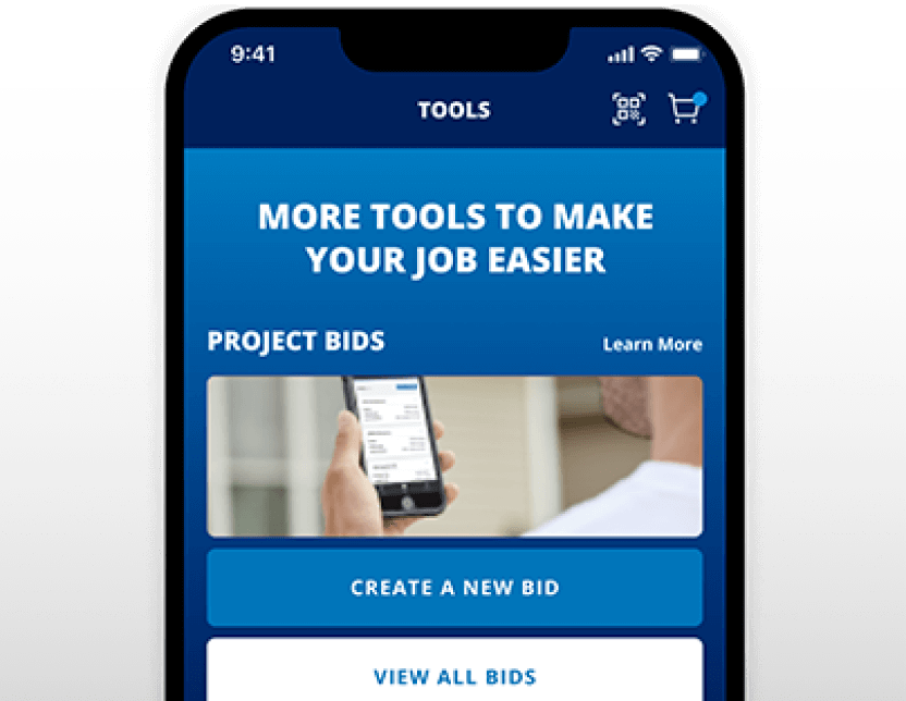 A smartphone with the Project Bids section in the Pro+ App.