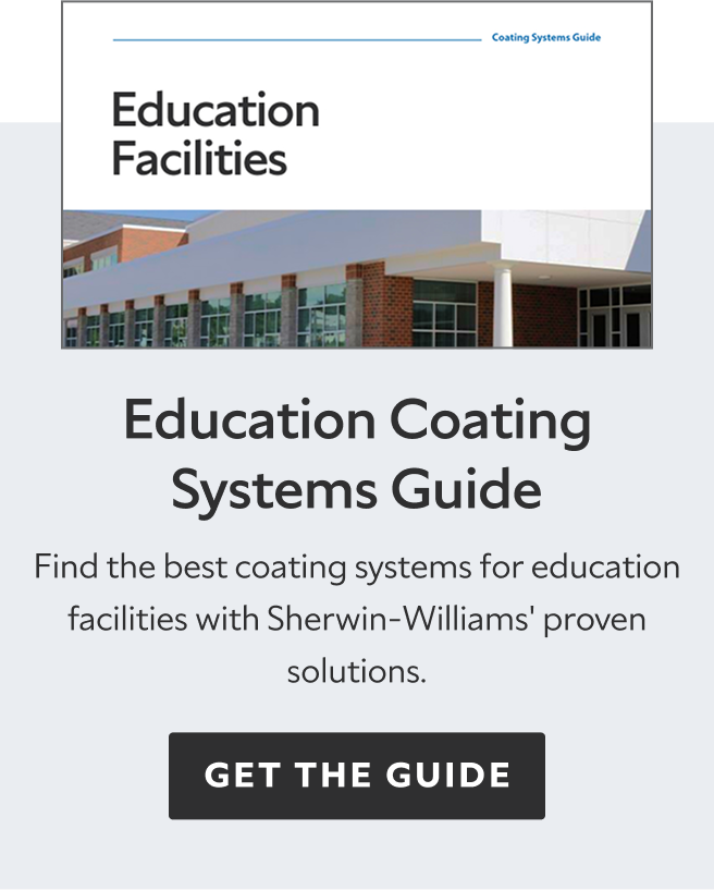 Education Coating Systems Guide. Find the best coating systems for education facilities with Sherwin-Williams proven solutions. Get the guide.