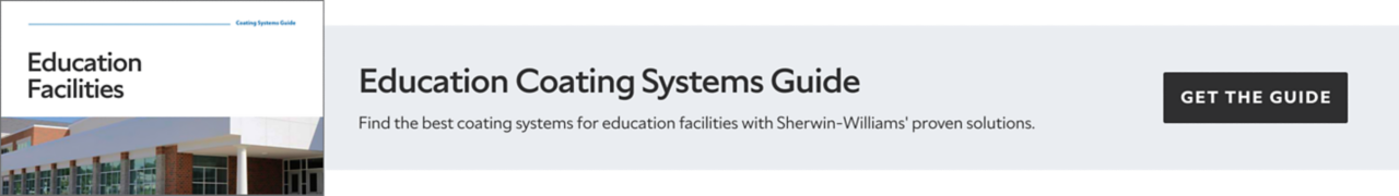 Education Coating Systems Guide. Find the best coating systems for education facilities with Sherwin-Williams proven solutions. Get the guide.