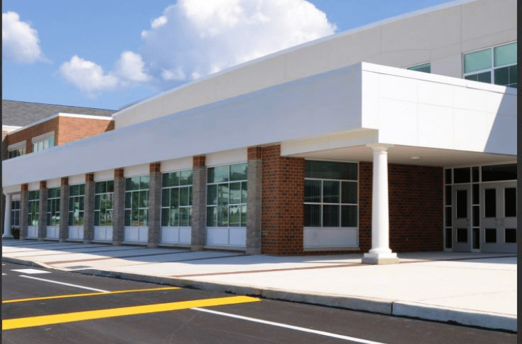 A school exterior.
