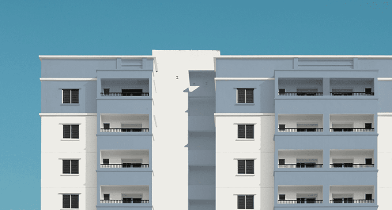 A building with balconies.