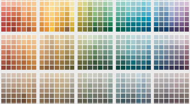 A color wall of different color families.