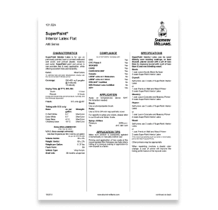 A Sherwin-Williams data sheet for SuperPaint.