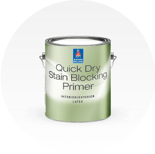 A can of Sherwin-Williams Quick Dry Stain Blocking Primer.