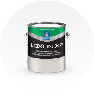 A can of Sherwin-Williams Loxon XP waterproofing masonry coating.