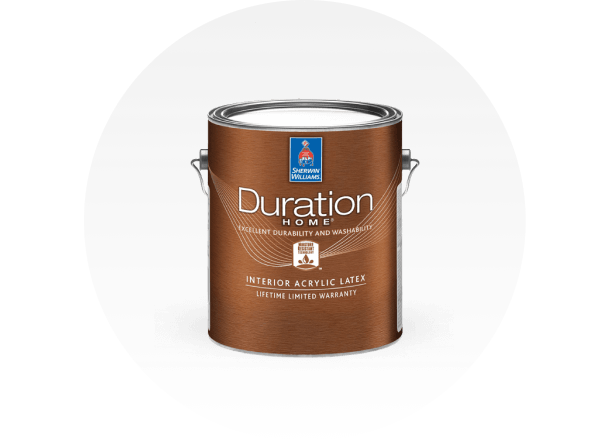 A can of Duration Interior Acrylic Latex paint.