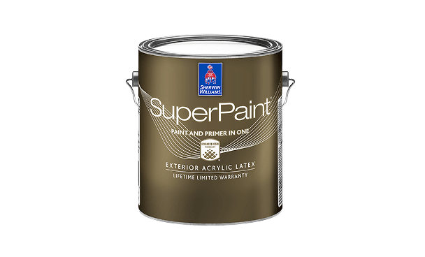 A can of SuperPaint Exterior Acrylic Latex.