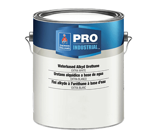 A can of Pro Industrial Waterbased Alkyd Urethane paint.