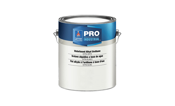 A can of Pro Industrial Waterbased Alkyd Urethane paint.