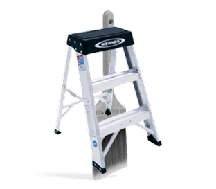 A ladder and a paint brush.