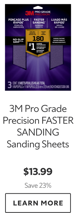 3M Pro Grade Precision FASTER SANDING Sanding Sheets. $13.99. Save 23%. Learn more. 