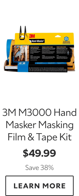 3M M3000 Hand Masker Masking Film & Tape Kit. $49.99. Save 38%. LEARN MORE.